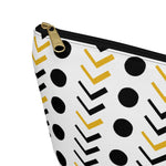 White and Gold Mudcloth Makeup Pouch - Redsoil