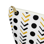 White and Gold Mudcloth Makeup Pouch - Redsoil