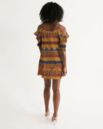 Kente Women's Open Shoulder Dress - Redsoil